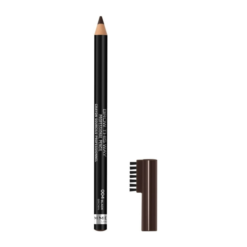 2 x Rimmel London Pencil with Brush, 004 Black Brown, Brow This Way